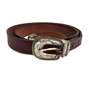 3D Belt Western Brown Leather Women's Vintage Belt Size 38